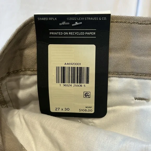 Levi's High Rise Pleated Baggy Trousers in Cobblestone Neutral VARSITY PREP NWT - Picture 12 of 16